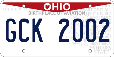OH license plate GCK2002