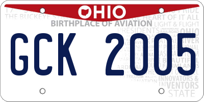 OH license plate GCK2005