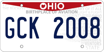 OH license plate GCK2008