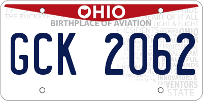 OH license plate GCK2062