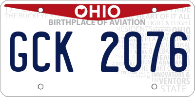 OH license plate GCK2076