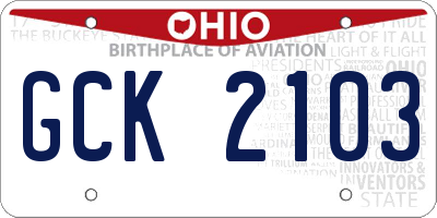 OH license plate GCK2103