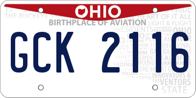 OH license plate GCK2116