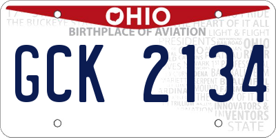 OH license plate GCK2134