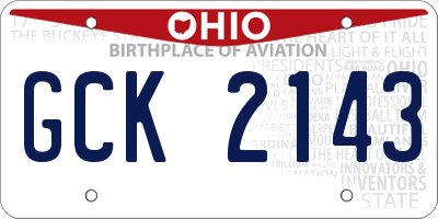 OH license plate GCK2143