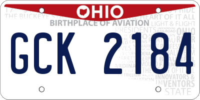 OH license plate GCK2184