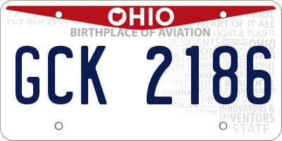 OH license plate GCK2186