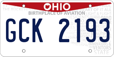 OH license plate GCK2193