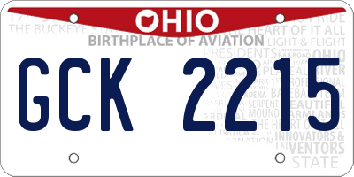OH license plate GCK2215