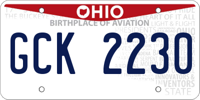 OH license plate GCK2230