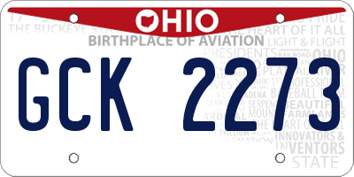 OH license plate GCK2273