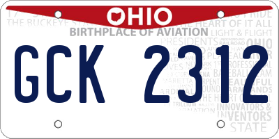 OH license plate GCK2312