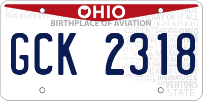 OH license plate GCK2318