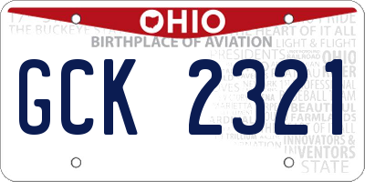 OH license plate GCK2321