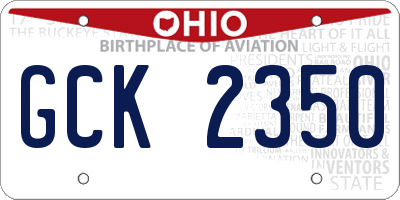 OH license plate GCK2350