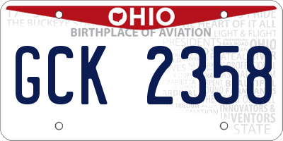 OH license plate GCK2358