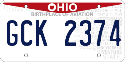 OH license plate GCK2374