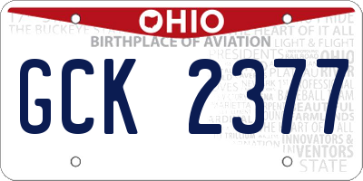 OH license plate GCK2377
