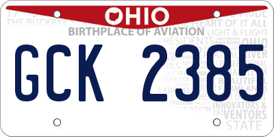 OH license plate GCK2385