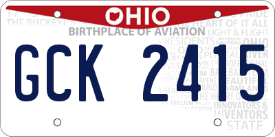 OH license plate GCK2415