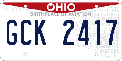 OH license plate GCK2417