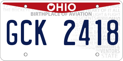 OH license plate GCK2418
