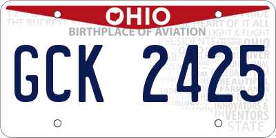 OH license plate GCK2425