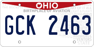 OH license plate GCK2463