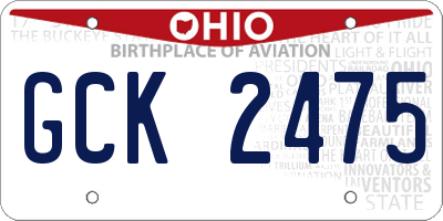 OH license plate GCK2475