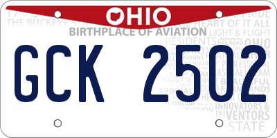 OH license plate GCK2502