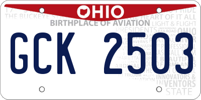 OH license plate GCK2503