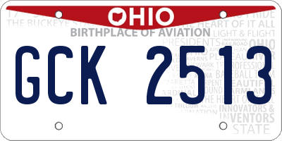 OH license plate GCK2513