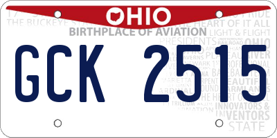 OH license plate GCK2515