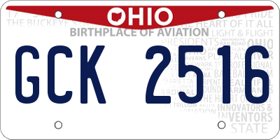 OH license plate GCK2516