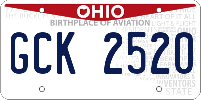 OH license plate GCK2520