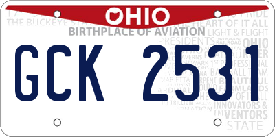 OH license plate GCK2531