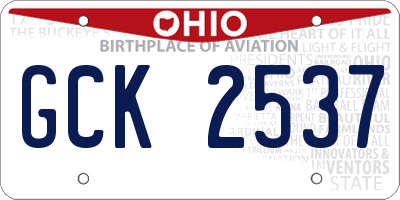 OH license plate GCK2537