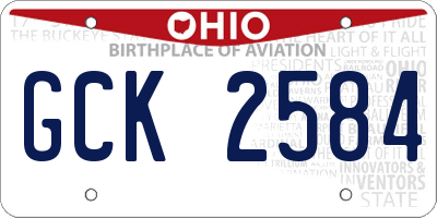 OH license plate GCK2584