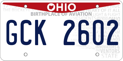 OH license plate GCK2602