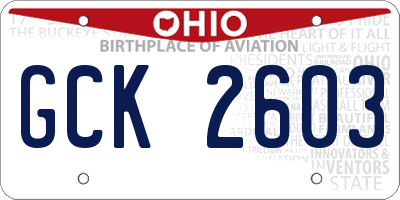 OH license plate GCK2603