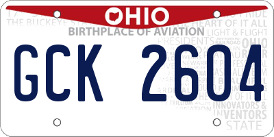 OH license plate GCK2604