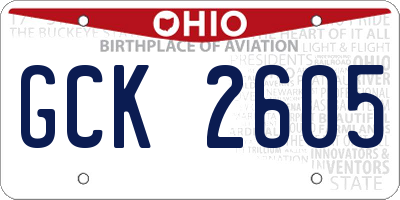 OH license plate GCK2605