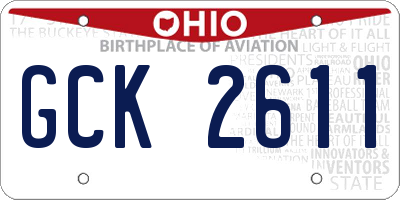 OH license plate GCK2611