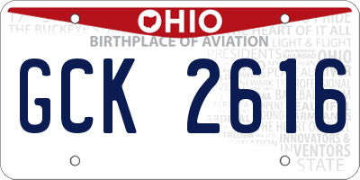 OH license plate GCK2616