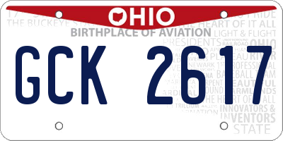 OH license plate GCK2617