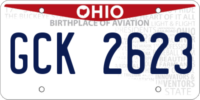 OH license plate GCK2623