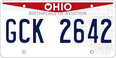 OH license plate GCK2642