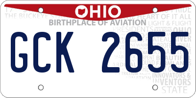 OH license plate GCK2655