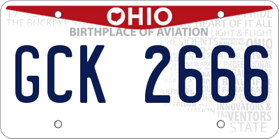 OH license plate GCK2666