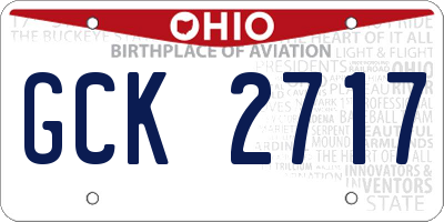 OH license plate GCK2717